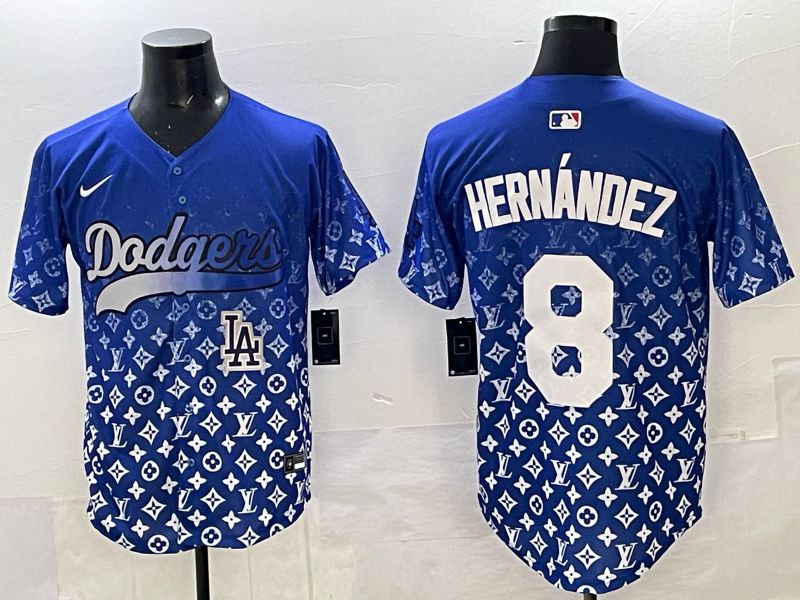 Men Los Angeles Dodgers 8 Hernandez Blue Nike 2025 MLB jersey 09